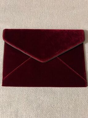 Rebecca Minkoff Burgundy Velvet Envelope Clutch